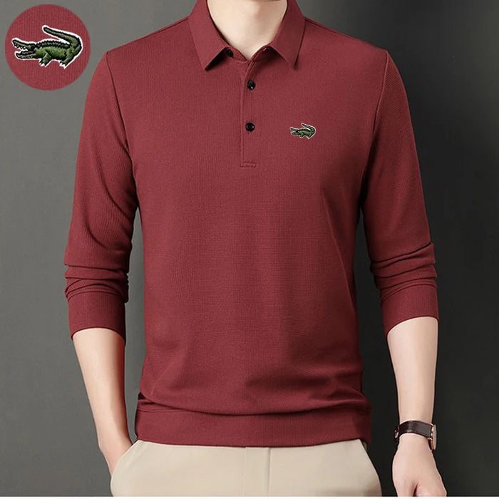 High quality Men's Long Sleeve T-shirt Spring And Autumn Cotton Embroidered Polo Shirt Lapel Men's Clothing Base Shirt Loose