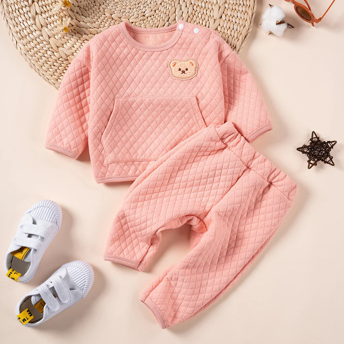 Children Autumn/Winter Casual Clothing Set Warm and Soft Cute Cartoon Sweater+ Pants Two-piece Suit 0-24M