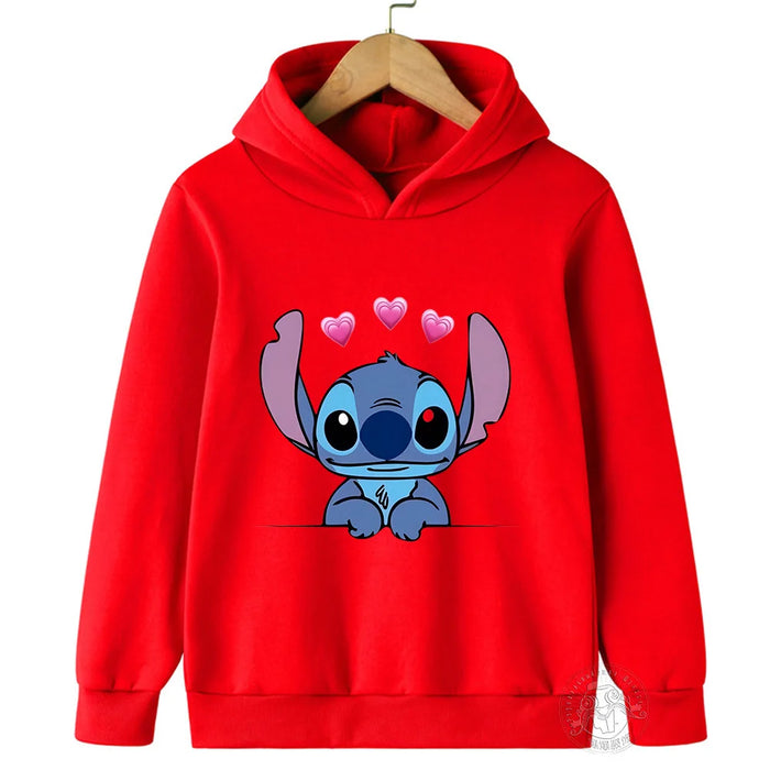 Children Hoodies Stitch Kawaii Fashion Pullover Sweatshirt Anime Manga Cartoons Girls Boy Kids autumn Casual Clothes Tops