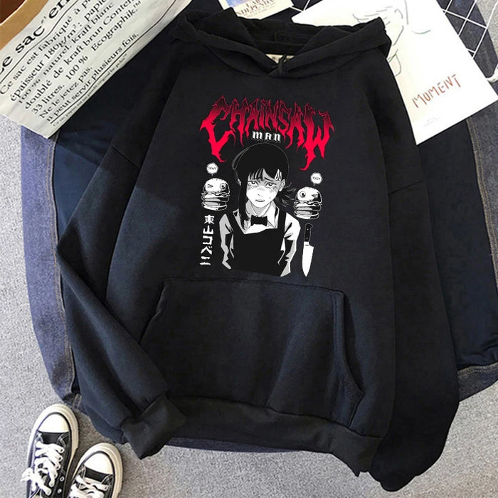 Chainsaw Man Anime Women Hoodies Plus Size Sweatshirt Harajuku Female Long Sleeve Pullover Casual Streetwear Clothes Tops