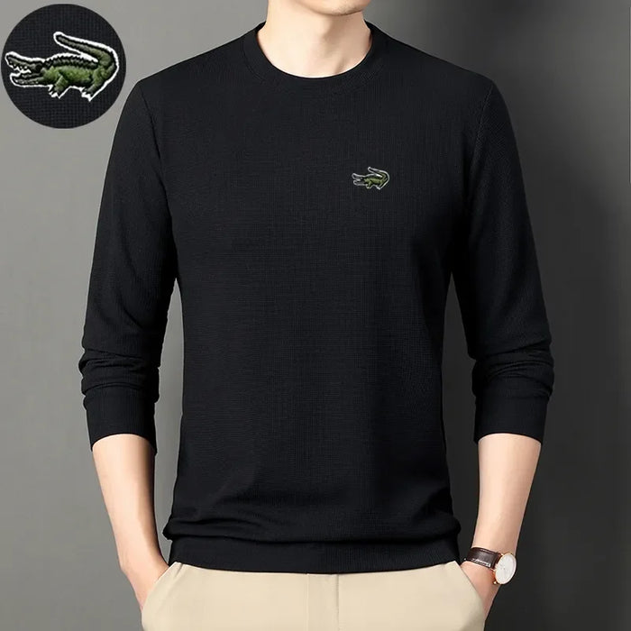 High quality Men's Long Sleeve T-shirt Spring And Autumn Cotton Embroidered Polo Shirt Lapel Men's Clothing Base Shirt Loose