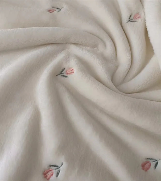 Baby Blanket Soft Fleece Cartoon Bear Embroidery Infant Quilt Blanket Newborn Baby Swaddle Sleeping Blanket Stroller Blanket