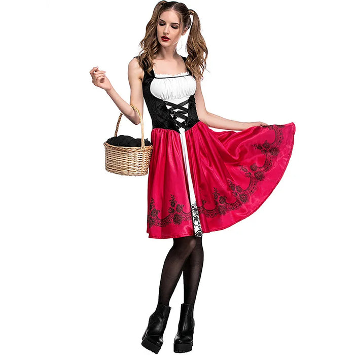 Little Red Riding Hood Modern Version of Stage Performance Clothing Shawl, Adult Girls Personality  Cosplay Game Uniform
