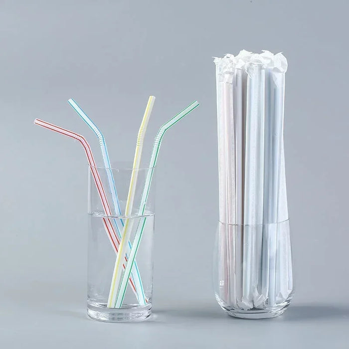 100/50Pcs Drinking Plastique Straws Colorful Flexible Wedding Party Supplies Plastic Drinking Plastico Straws