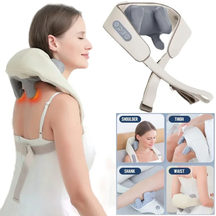 Electric Shoulder Kneading Massage Shawl Automatic Neck Back Massager Wireless Back Muscle Trapezius Relaxing Massage Pillow