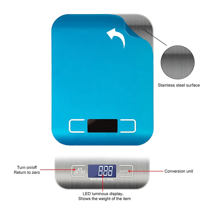 5kg/10kg Stainless Steel Electronic Scales Kitchen Scales Home Jewelry Food Snacks Weighing Baking Tools Kitchen Digital Scale