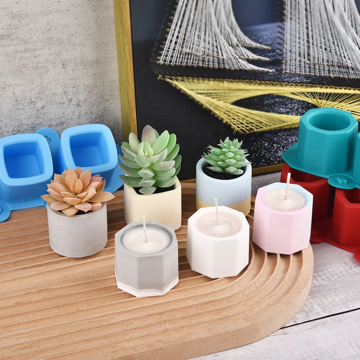 3 Hole Round Concrete Flower Pot Vase Silicone Mold Gypsum Concrete Mould For Succulent Flower Pot DIY Aromatherapy Candle Decor