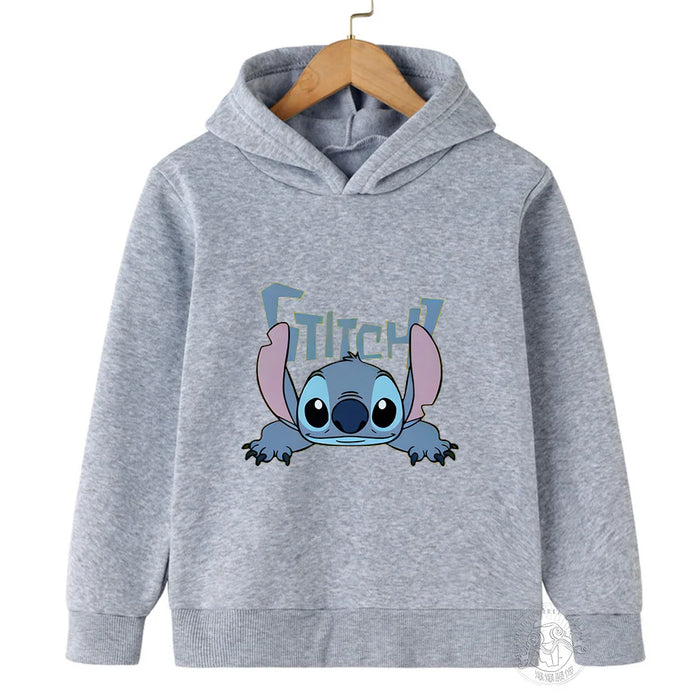 Children Hoodies Stitch Kawaii Fashion Pullover Sweatshirt Anime Manga Cartoons Girls Boy Kids autumn Casual Clothes Tops