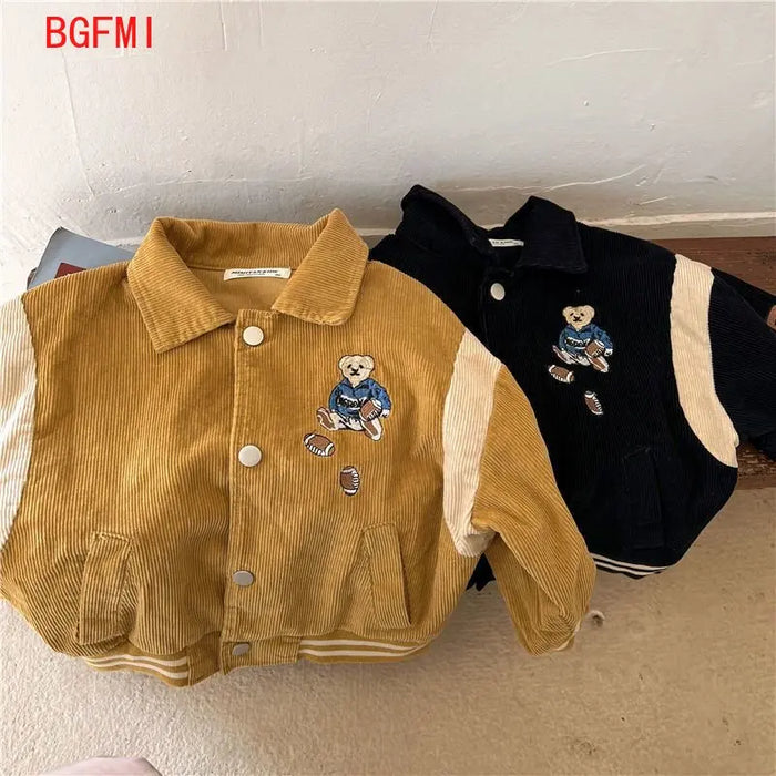 Fashion Cartoon Embroidery Corduroy Jackets for Baby Boys Girls Casual Spring Fall Outwear Toddler Kids Coat Clothes Sports Wear