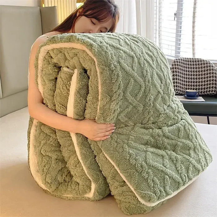 Winter Bedding Thick Quilt Blanket Thickened Warm Flannel Fleece Comforter for Cold Nights Set Bed Duvets Quilts the Blankets