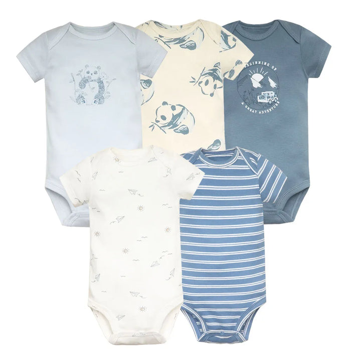 New Cartoon Baby Boys Girls Bodysuit 3-5PCS Short Sleeve 100% Cotton Baby Clothes 0-24Months Newborn Body Bebe Jumpsuit Clothing