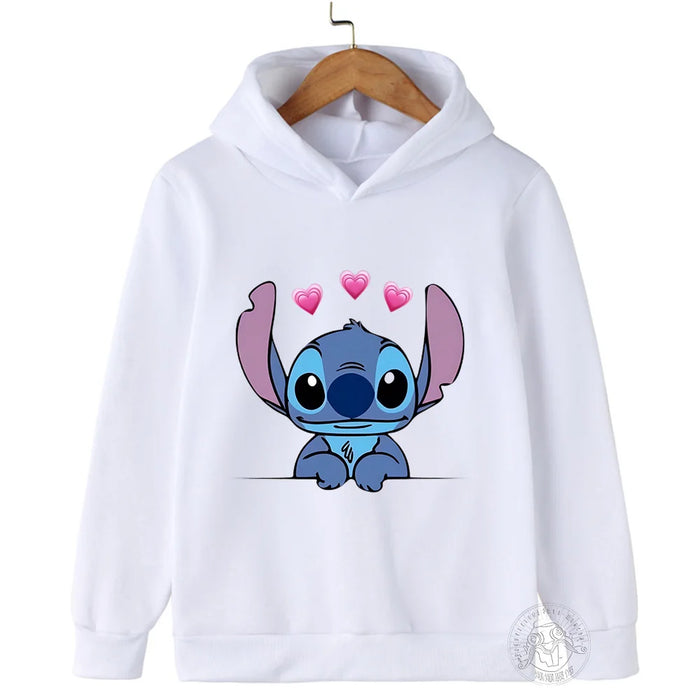 Children Hoodies Stitch Kawaii Fashion Pullover Sweatshirt Anime Manga Cartoons Girls Boy Kids autumn Casual Clothes Tops