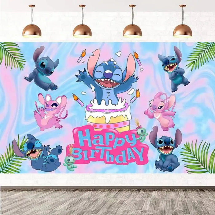 Lilo Stitch Birthday Party Decorations Disposable Tableware Include Plate Tablecloth Banner Balloon For Kid Baby Shower Supplies