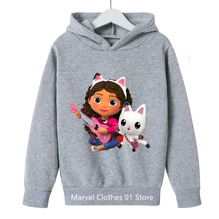 Kawaii Gabbys Dollhouse Hoodie Kids Clothes Girls Clothing Fashion Baby Boys Clothes Autumn Warm Sweatshirt Children Tops