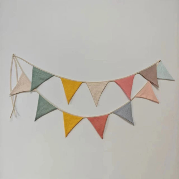 Cotton Bunting Banner Triangle Flags Baby Garland Flag for Baby Shower Party Decor Newborn Photography Props Hanging Banner