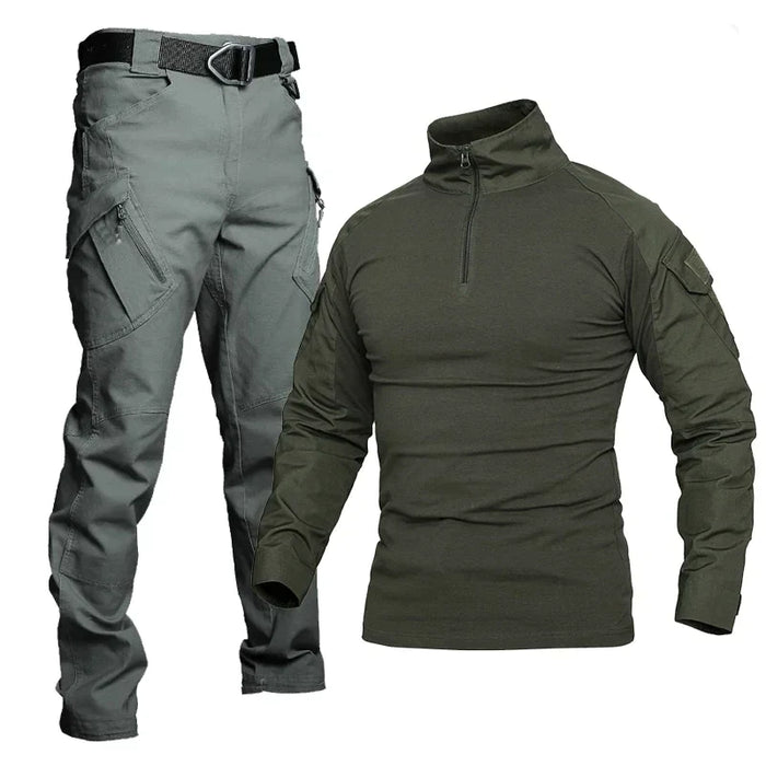 Summer Military Uniform Set Men Tactical Shirt Long Sleeve Military Pants Hunting Camping Tactical Suit Camouflage Man