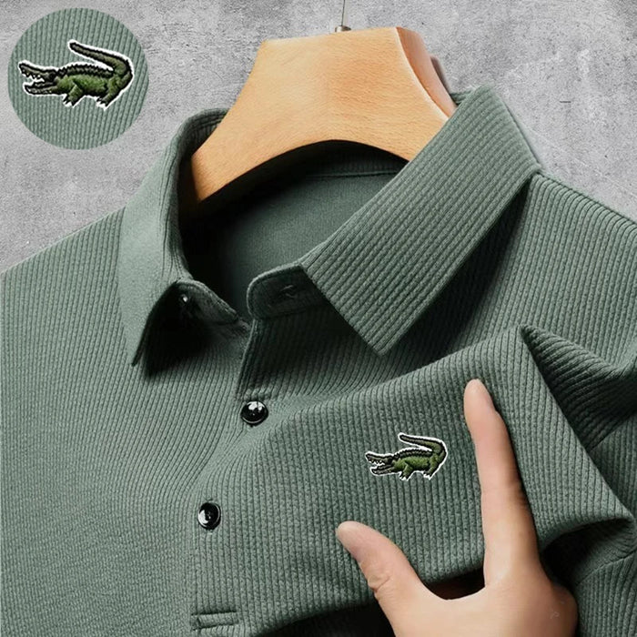 High quality Men's Long Sleeve T-shirt Spring And Autumn Cotton Embroidered Polo Shirt Lapel Men's Clothing Base Shirt Loose