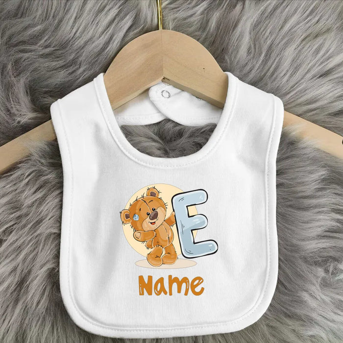 Personalised Baby Bibs Custom Initial Wite Name Boy Girl Cotton Bib  Newborn Saliva Towel Cute Bear Print Bib Baby Shower Gift