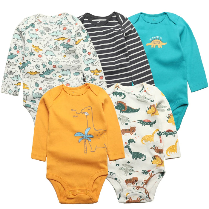 Newborn Baby Bodysuits Long Sleeve Baby Girl Jumpsuit 2023 Unisex 5-pack Cotton Baby Boy Clothes Cartoon Infantil Clothing