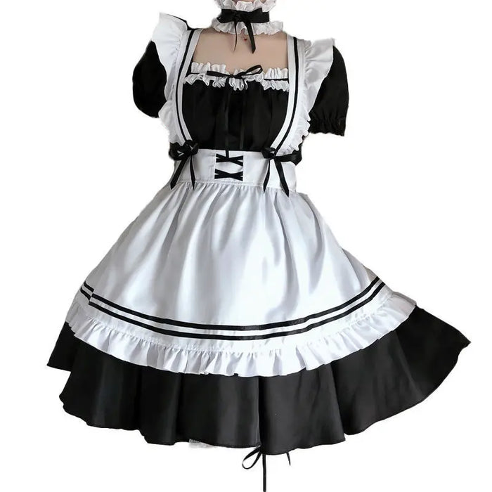 Black White Lolita Maid Girls Women Lovely Cosplay Costume Outfit Dress Sexy French Apron Servant Uniform Exotic CafeMaid 4XL