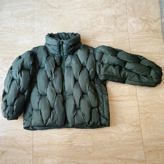 Winter Parkas Padded Jacket Men Fashion Luxury Designer Square Weave High Collar Warm Coat Man Black Loose Puffer Bubble Jacket