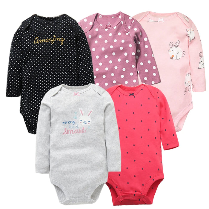 Newborn Baby Bodysuits Long Sleeve Baby Girl Jumpsuit 2023 Unisex 5-pack Cotton Baby Boy Clothes Cartoon Infantil Clothing