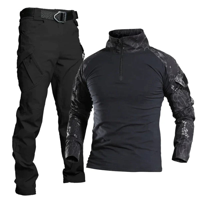 Summer Military Uniform Set Men Tactical Shirt Long Sleeve Military Pants Hunting Camping Tactical Suit Camouflage Man