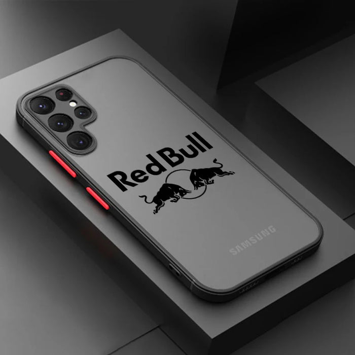 RED Energy drink Bull For Samsung S23 S22 S21 S20 FE S10 S9 Note 20 10 Ultra Lite Pro Plus Frosted Translucent Phone Case