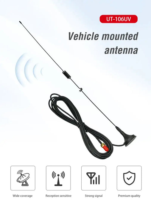 Nagoya UT-106UV Car Ham Radio Magnetic Antenna VHF/UHF Dual Band SMA-Female for Baofeng BF-888S UV-5R/9R/10R/82 Walkie Talkie
