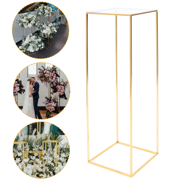 Transparent Top Flower Floor Stand Metal Column Flower Stand Arrangement For Wedding Party Dinner Centerpiece Decoration