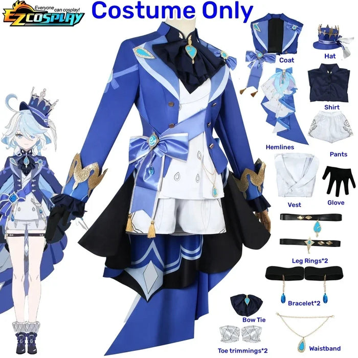 Game Impact Furina Focalors Cosplay Costume Anime Full Set With Hat Fontaine Focalors Halloween Costumes for Women