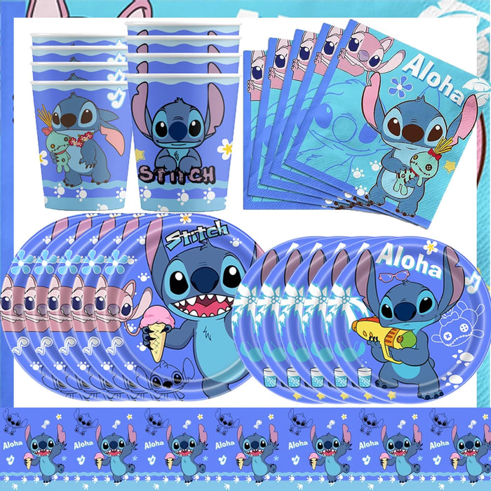 Disney Lilo&Stitch Party Supplies Cup Plates Tablecloth Balloons Cake Toppers Gift Box Birthday Party Decoration Baby Shower
