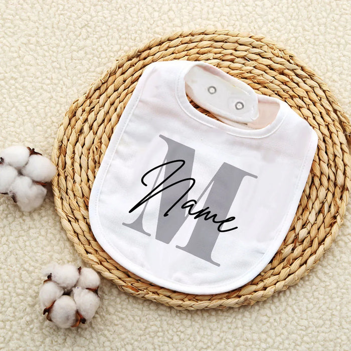 Personalised Baby Bib Bibs Custom Initial with Name Boys Cotton Infant Saliva Towel Letter Print Bib Baptism Baby Shower Gifts