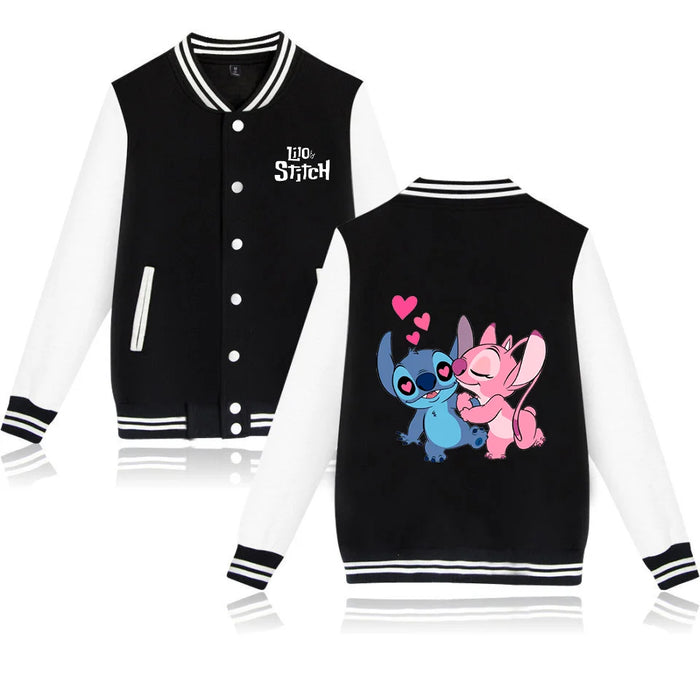 Disney Lilo Stitch Baseball Jacket Men Women Hip Hop Harajuku Jackets Streetwear Kids Boys Girls Loose College Coats