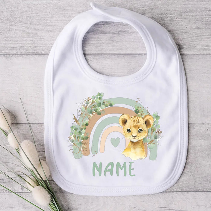Personalised Baby Bibs Custom Animal with Name Boys Girls Cotton Bib Newborn Saliva Towel newborn wild one Infant Shower Gifts