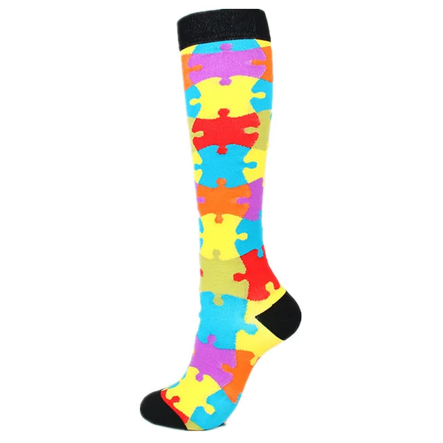 Medical Knee High Running Cycling 20-30 Mmhg Women Sport Sock ONE Pair Nurse Christmas Compression Socks Running