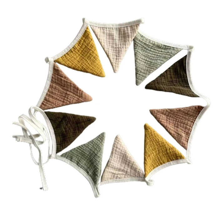 Cotton Bunting Banner Triangle Flags Baby Garland Flag for Baby Shower Party Decor Newborn Photography Props Hanging Banner