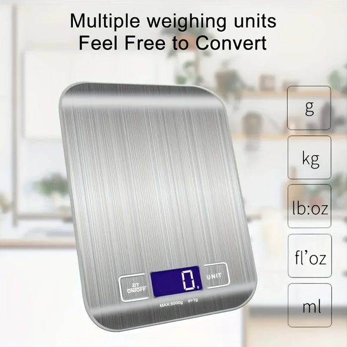 5kg/10kg Stainless Steel Electronic Scale Kitchen Scale Household Food Fruit Snack Weighing Baking Tool