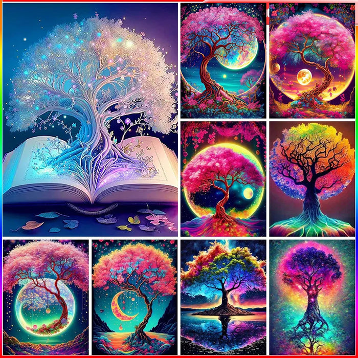 5D Artificial Diamond Embroidery Set Big Tree Moon DIY Diamond Painting Landscape Series Mosaic Art Handmade Painting