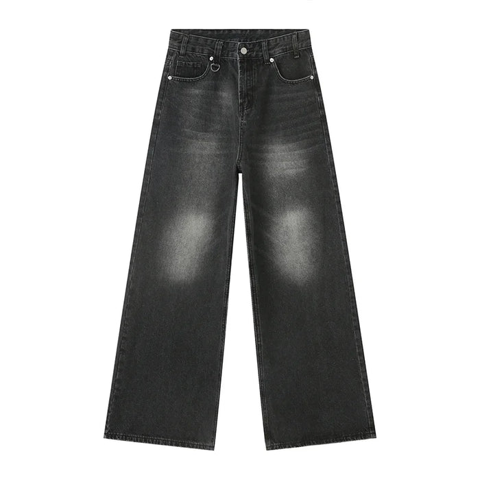 IEFB Men's Vintage Jeans Fashion Washed Street Casual Wide Leg Denim Pants Summer Distressed Loose Male Versatile Trousers 9C354