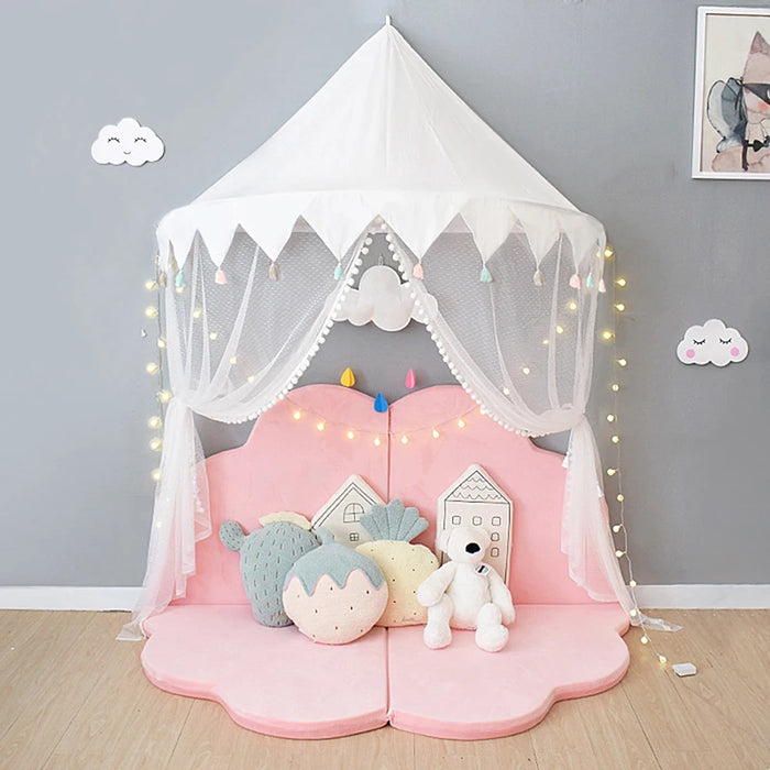 Kids Teepee Tents Children Play House Castle Cotton Foldable Tent Canopy Bed Curtain Baby Crib Netting Girls Boy Room Decoration