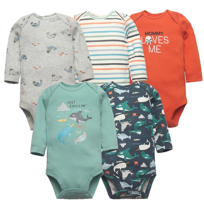 Newborn Baby Bodysuits Long Sleeve Baby Girl Jumpsuit 2023 Unisex 5-pack Cotton Baby Boy Clothes Cartoon Infantil Clothing