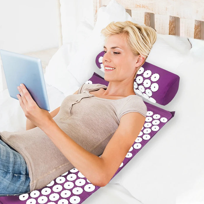Yoga Acupoint Massage Pad Neck, Back, and Foot Massage Household Acupuncture Pillow Massage Pillow Purple