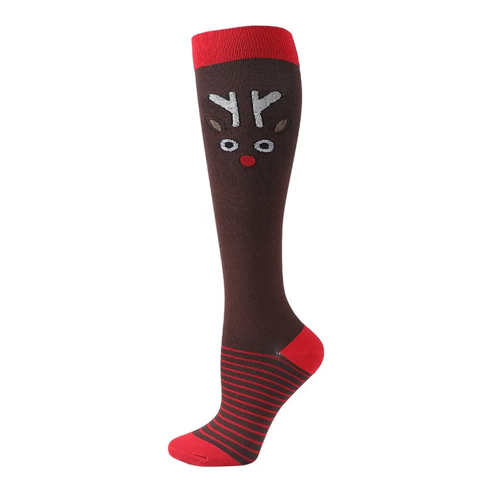 Medical Knee High Running Cycling 20-30 Mmhg Women Sport Sock ONE Pair Nurse Christmas Compression Socks Running