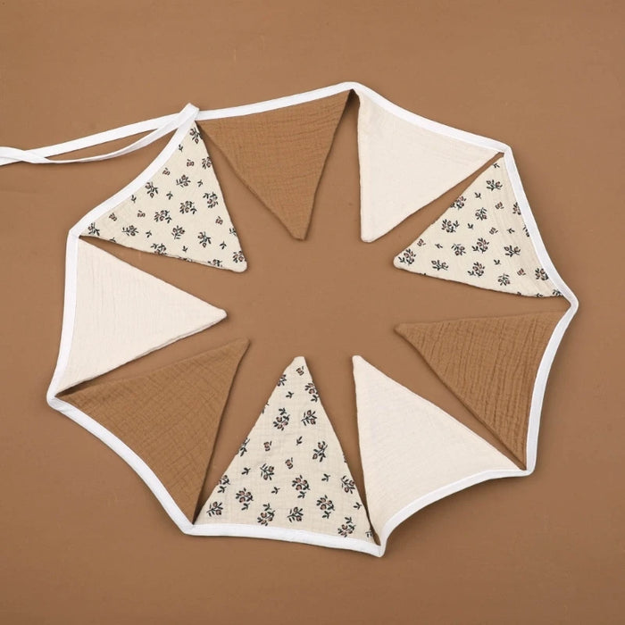 Cotton Bunting Banner Triangle Flags Baby Garland Flag for Baby Shower Party Decor Newborn Photography Props Hanging Banner