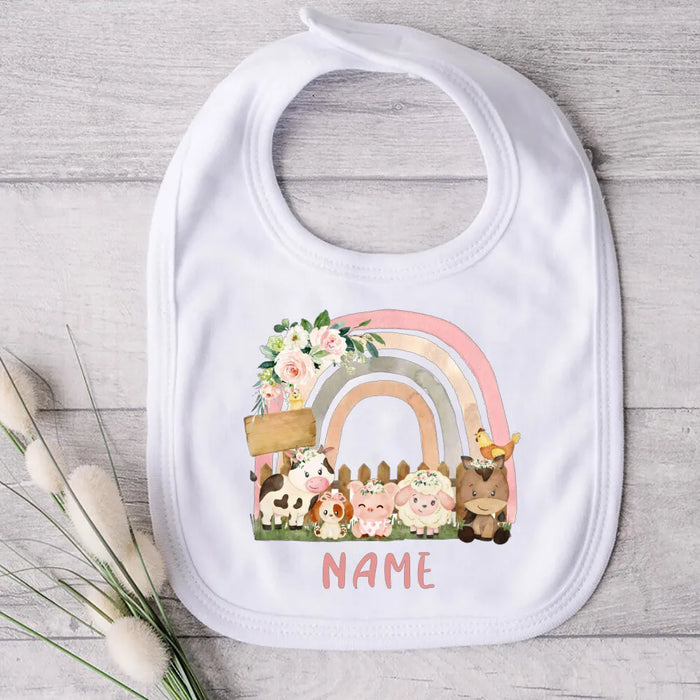 Personalised Baby Bibs Custom Animal with Name Boys Girls Cotton Bib Newborn Saliva Towel newborn wild one Infant Shower Gifts