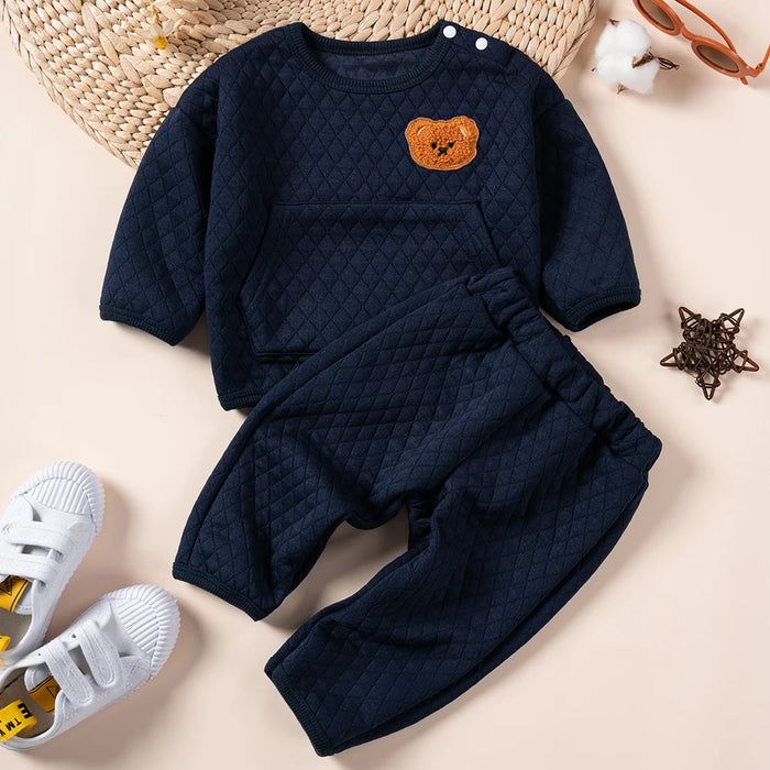 Children Autumn/Winter Casual Clothing Set Warm and Soft Cute Cartoon Sweater+ Pants Two-piece Suit 0-24M