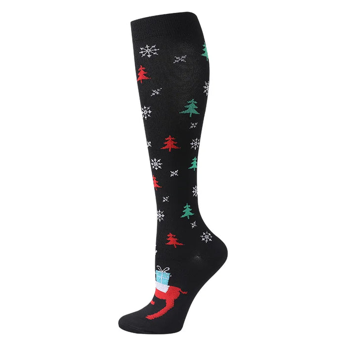 Medical Knee High Running Cycling 20-30 Mmhg Women Sport Sock ONE Pair Nurse Christmas Compression Socks Running