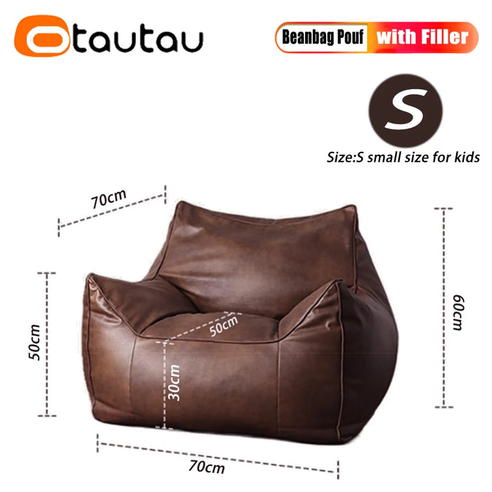 OTAUTAU Children S Size Bean Bag Armchair with Filler Soft Faux Leather Beanbag Chair Floor Corner Sofa Game Read Couch SF178-S