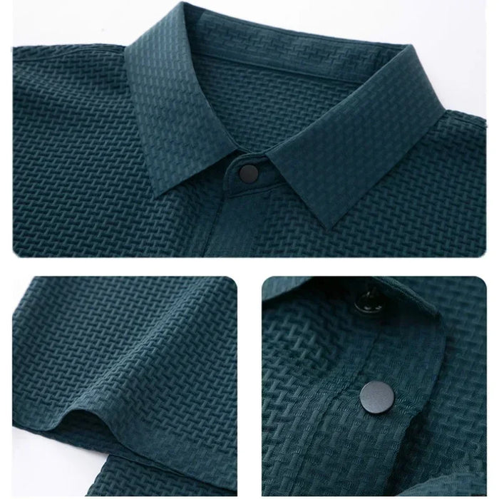 Upto 5XL Summer New Men's Lop-up Hollow Short-sleeved Polo Shirt Ice Silk -VIP Link
